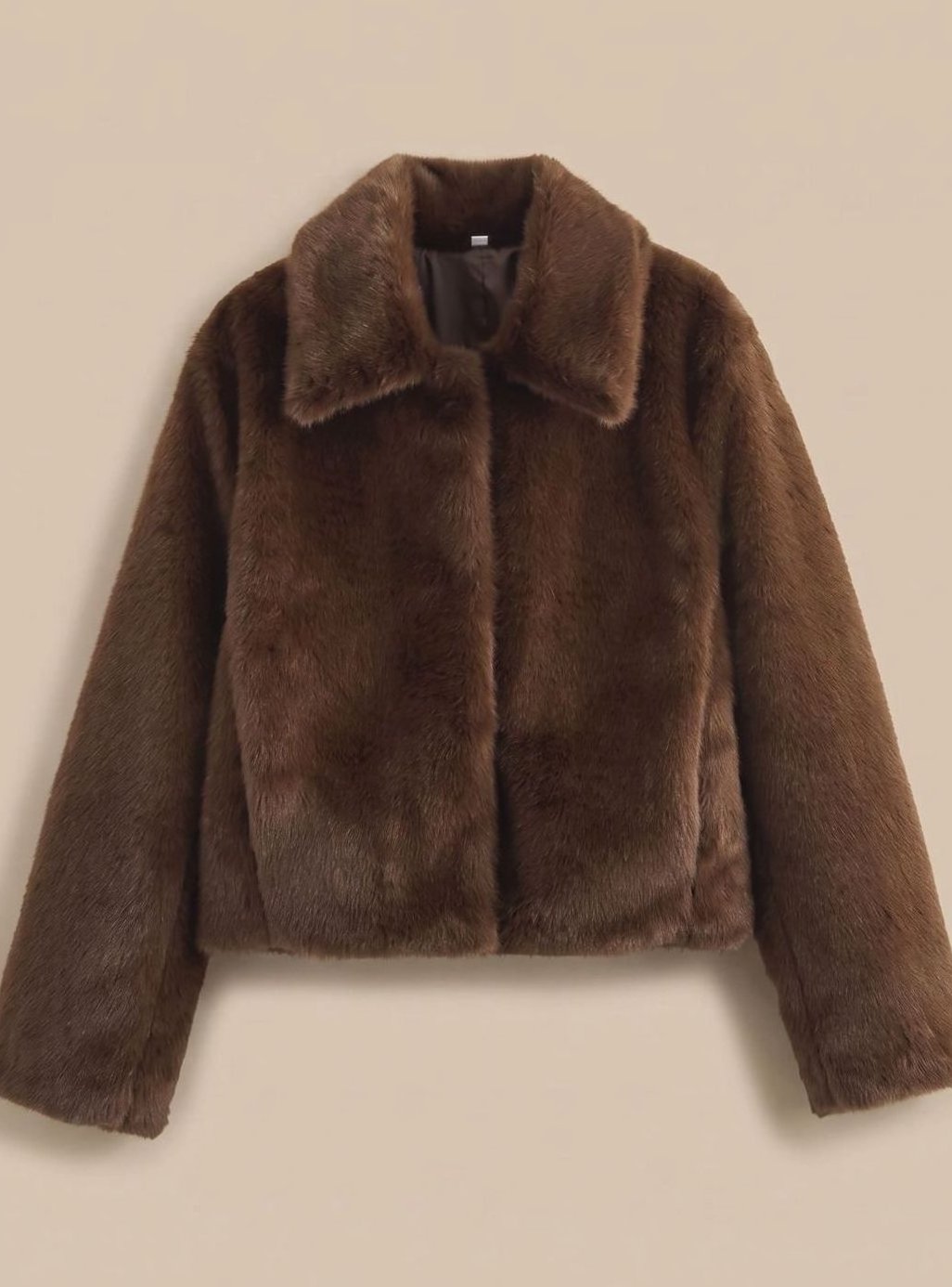 Winterjacke Damen Kunstpelzmantel kurz mit breitem Umlegekragen