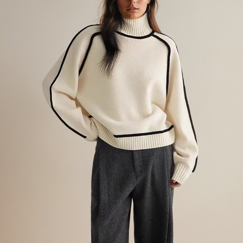 Bayer Modehaus - Damen Rollkragenpullover mit Kontraststreifen, Feinstrick - Produktbild 4