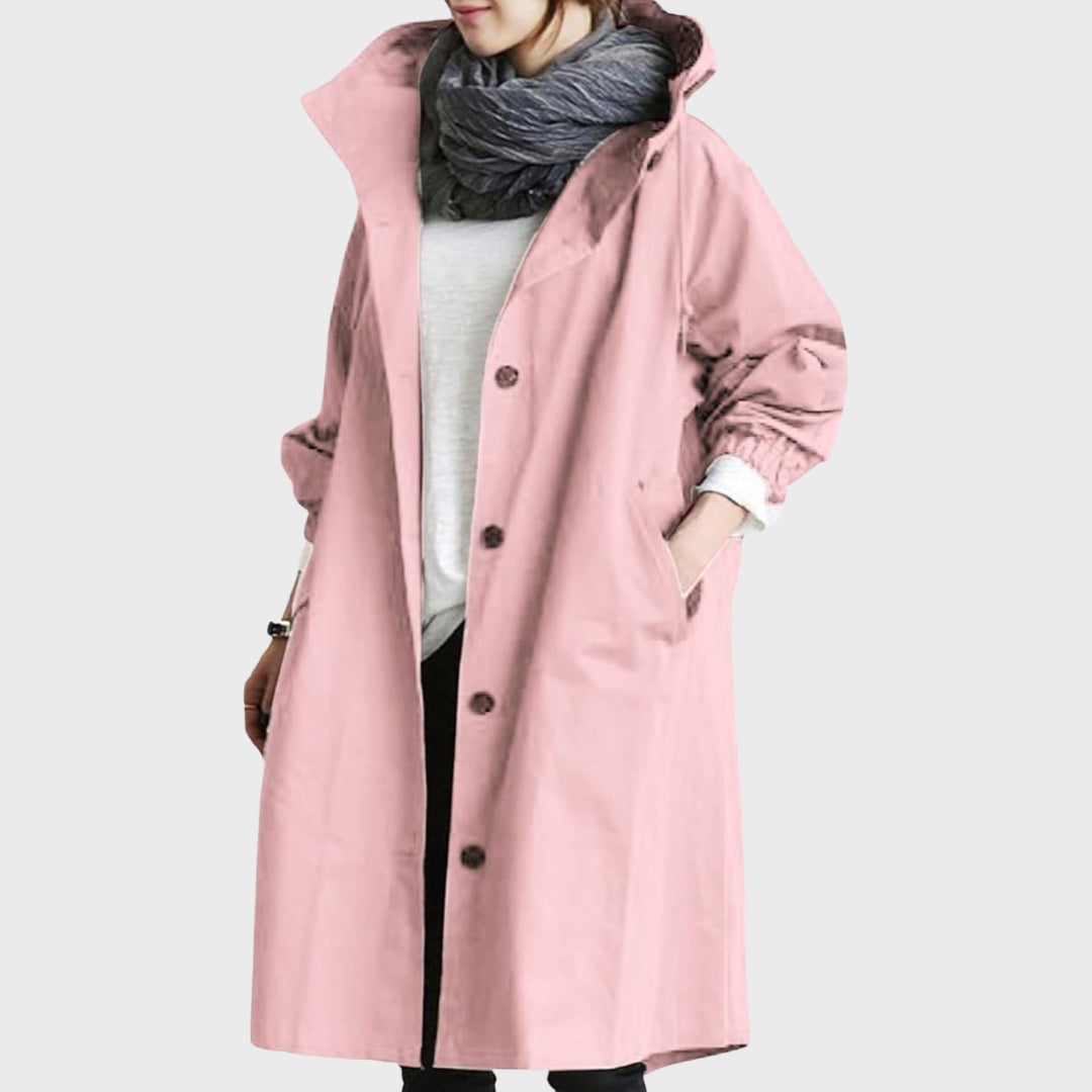 Mantel mit langem Schnitt und Knopfleiste für Damen in Rosa - Ansicht 7