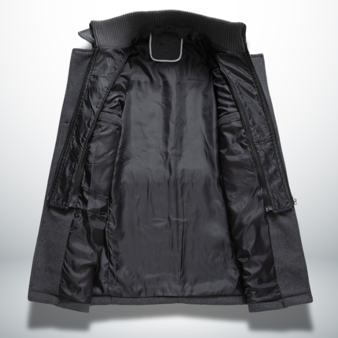 Mantel mit Knopffront, Kragen und Taschen für Herren - Ansicht 6