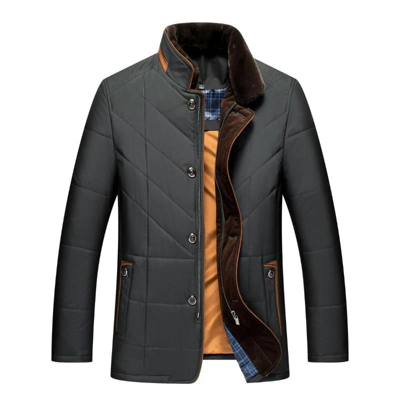 Kurze Steppjacke mit hohem Kragen und großen Taschen für Herren in Schwarz