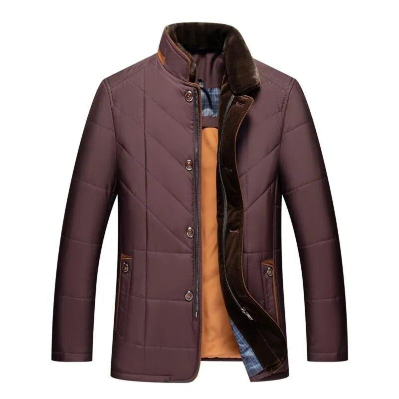 Kurze Steppjacke mit hohem Kragen und großen Taschen für Herren in Rot - Ansicht 2