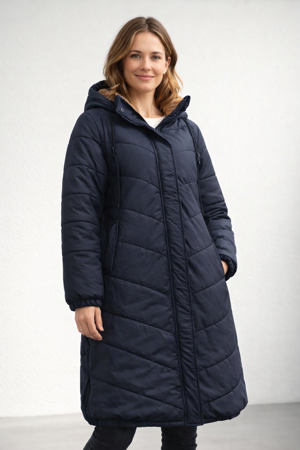 Mantel mit Steppung und Kapuze für Damen