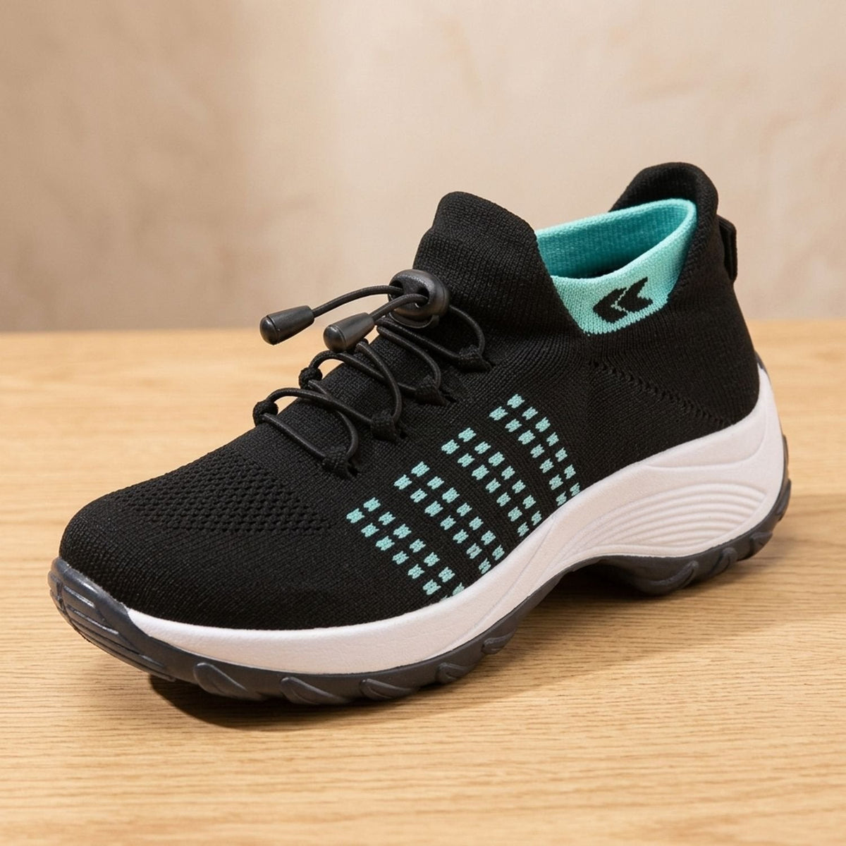 Orthopädische Schuhe Damen aus Strick mit Plateau, atmungsaktive Sneaker