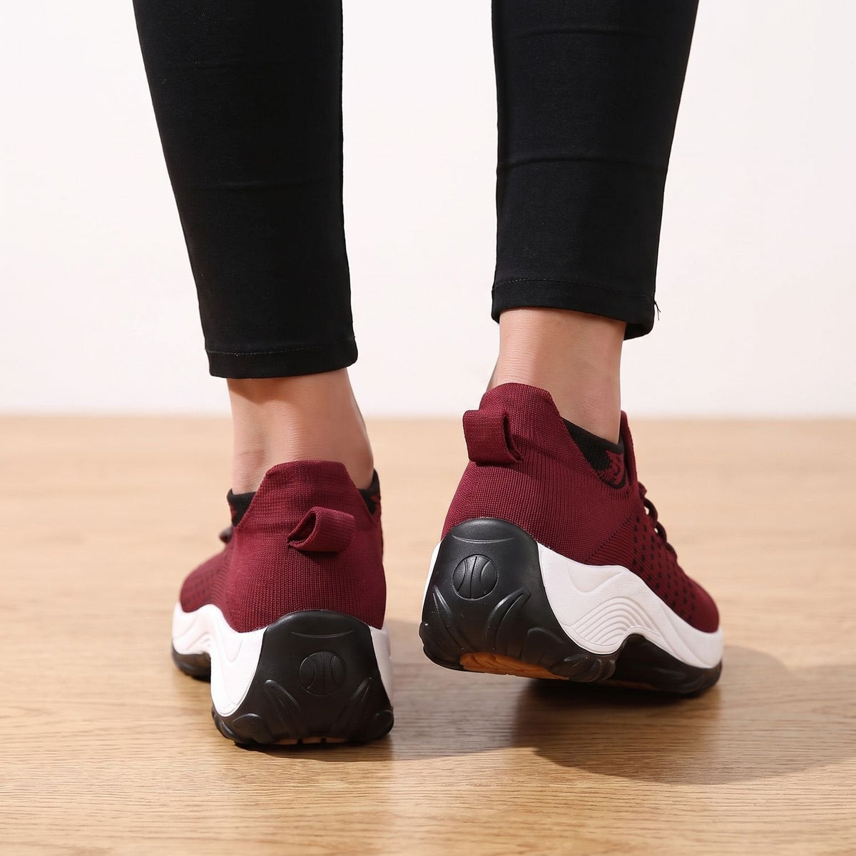 Orthopädische Schuhe Damen aus Strick mit Plateau, atmungsaktive Sneaker