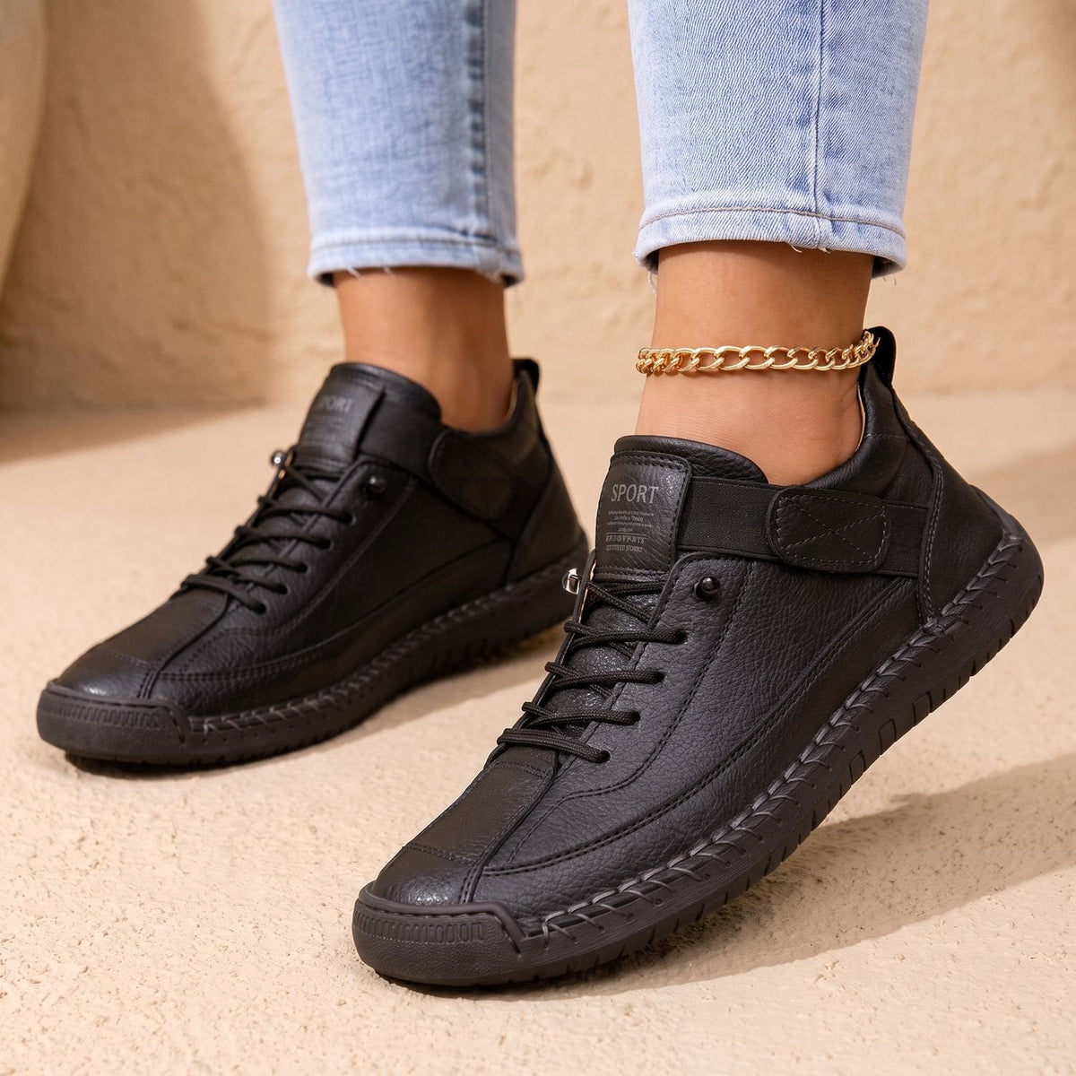 Orthopädische Schuhe Damen in Wildlederoptik, leichte Sneaker mit Klettverschluss