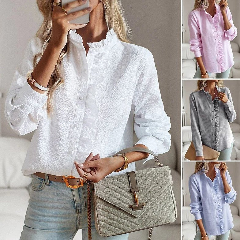 Bayer Modehaus - Damen Bluse mit Rüschenkragen und Knopfleiste, langarm - Produktbild 9