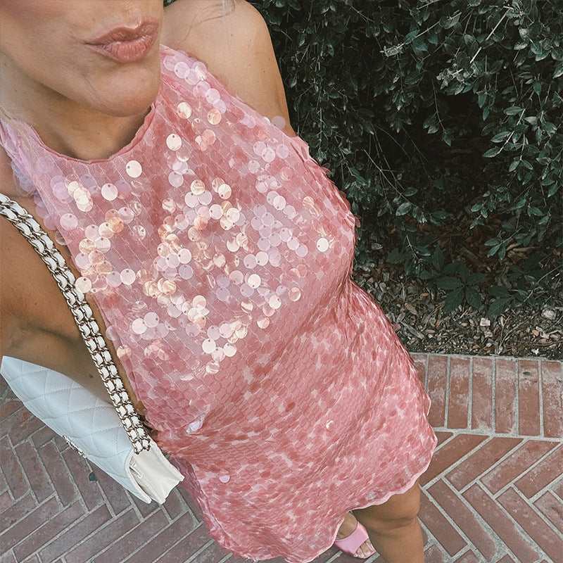 Pailletten Kleid in Minilänge und figurbetont für Damen
