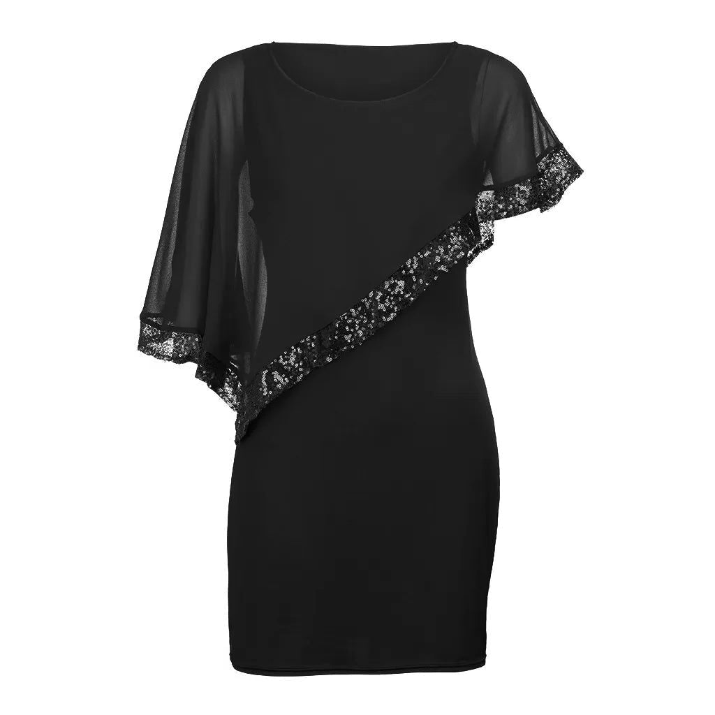 Pailletten Kleid knielang mit Rundhalsausschnitt für Damen
