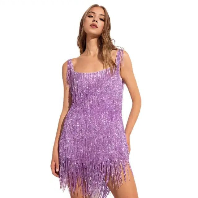 Pailletten Kleid mit Fransen und Minilänge für Damen