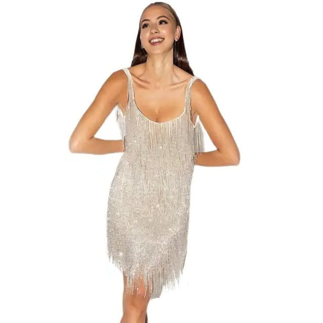 Pailletten Kleid mit Fransen und Minilänge für Damen