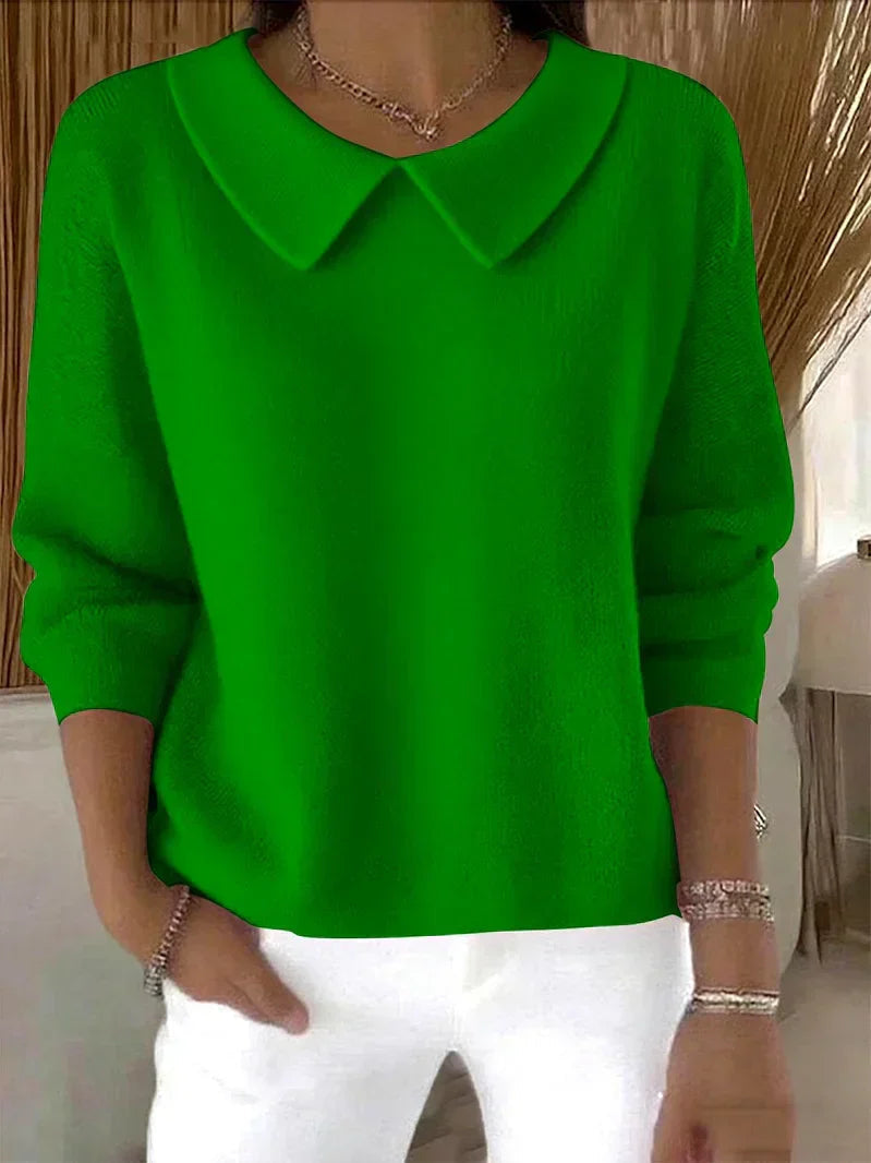 Pullis Damen Pullover mit Bubikragen und lockerer Passform, Langarm