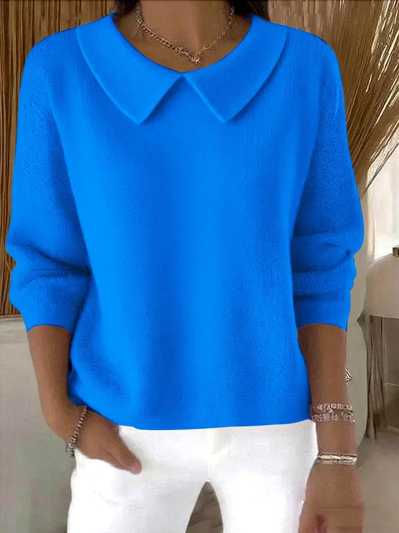 Pullis Damen Pullover mit Bubikragen und lockerer Passform, Langarm