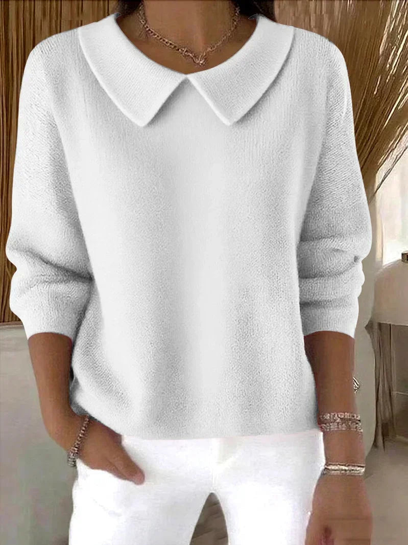 Pullis Damen Pullover mit Bubikragen und lockerer Passform, Langarm