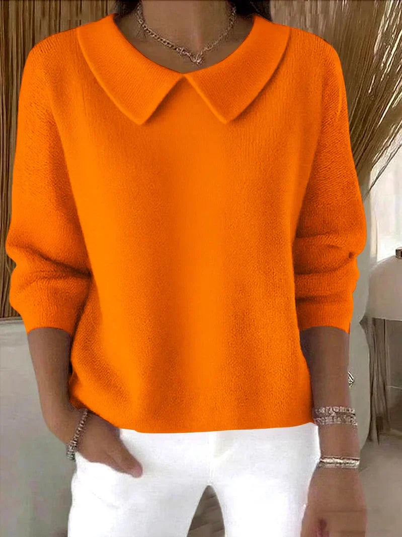 Pullis Damen Pullover mit Bubikragen und lockerer Passform, Langarm