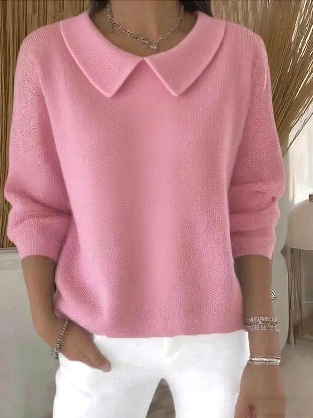 Pullis Damen Pullover mit Bubikragen und lockerer Passform, Langarm