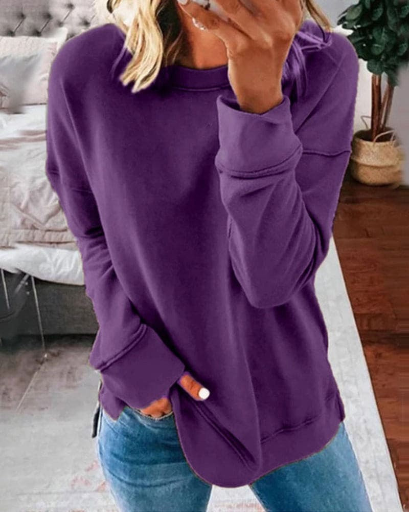 Pullis Damen Rundhalspullover mit Relaxed Fit und langen Ärmeln