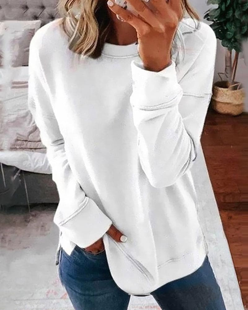 Pullis Damen Rundhalspullover mit Relaxed Fit und langen Ärmeln