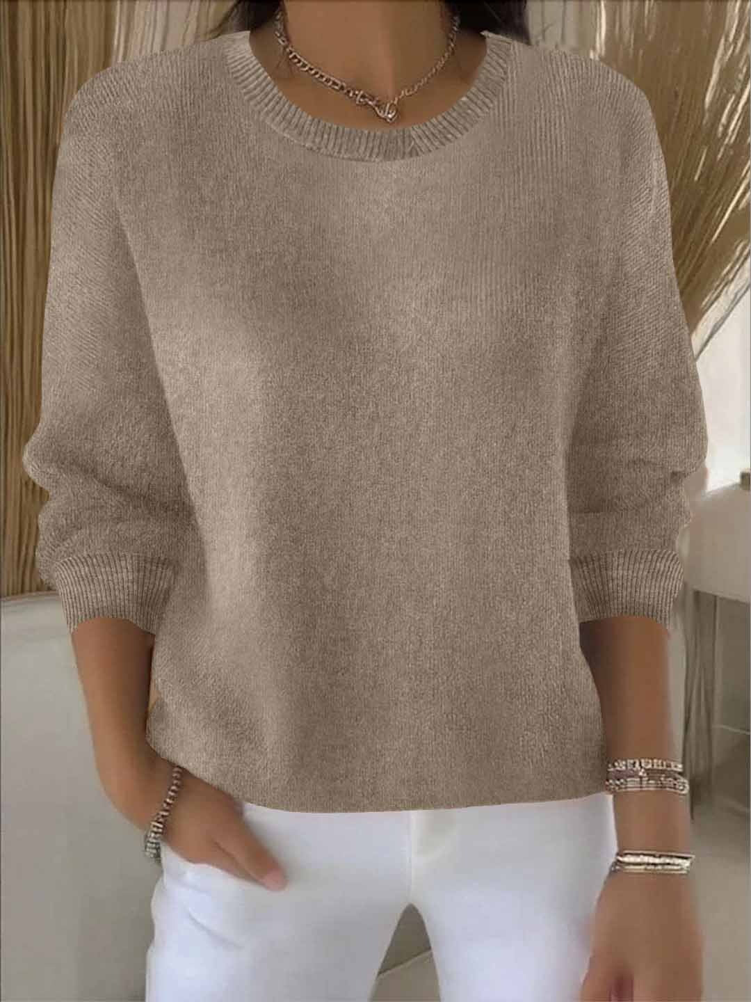 Pullis Damen Weicher Strickpullover mit langen Ärmeln für den Winter