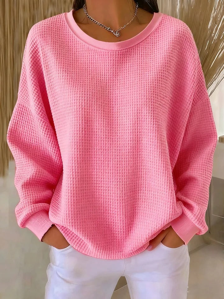 Pullover mit lockerem Schnitt und Rundhals für Damen in Rosa - Ansicht 10