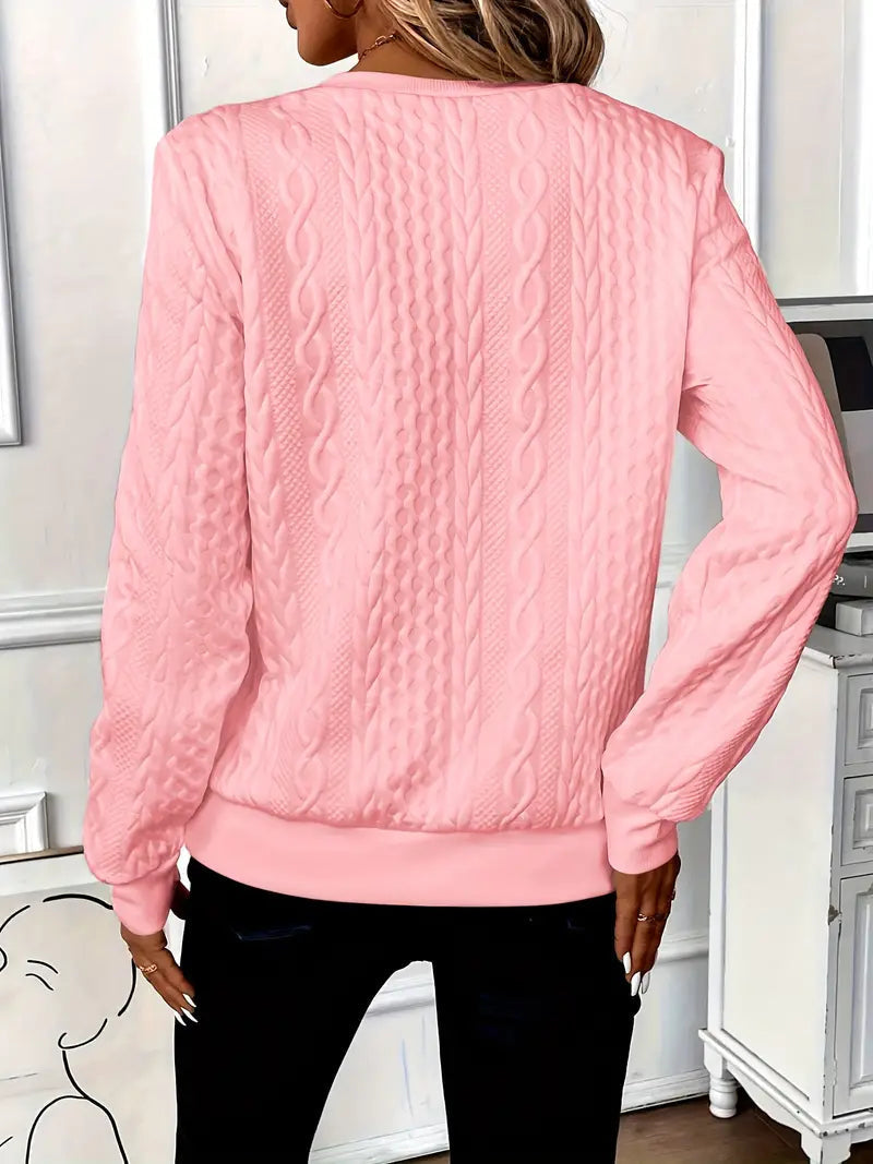 Pullover mit Zopfmuster und Reißverschlusskragen für Damen - Ansicht 10