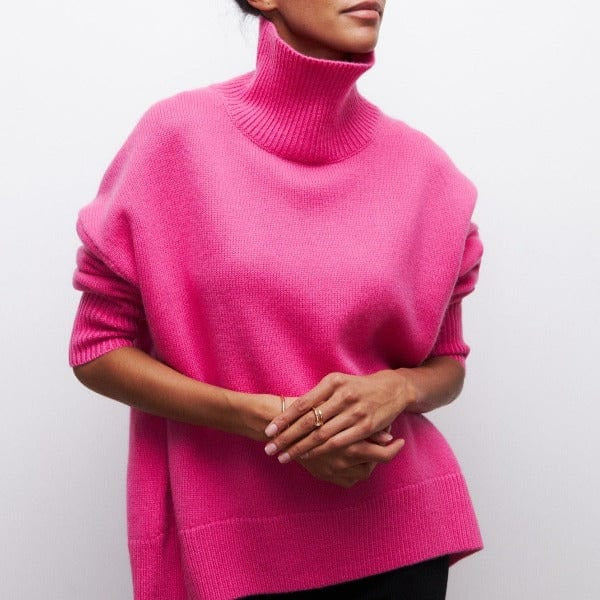 Pullover Damen mit Rollkragen und schmaler Passform zum Lagenlook