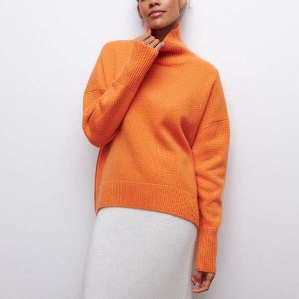 Pullover Damen mit Rollkragen und schmaler Passform zum Lagenlook