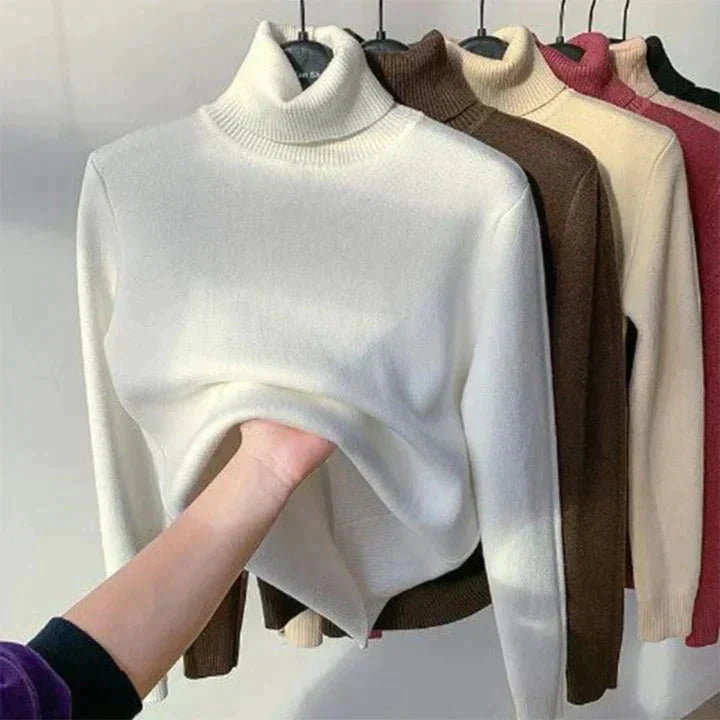 Pullover Damen mit Rollkragen und warmem Fleece-Innenfutter