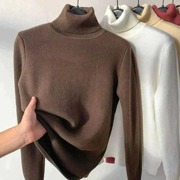 Pullover Damen mit Rollkragen und warmem Fleece-Innenfutter