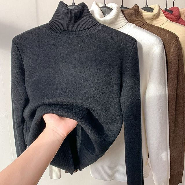 Pullover Damen mit Rollkragen und warmem Fleece-Innenfutter