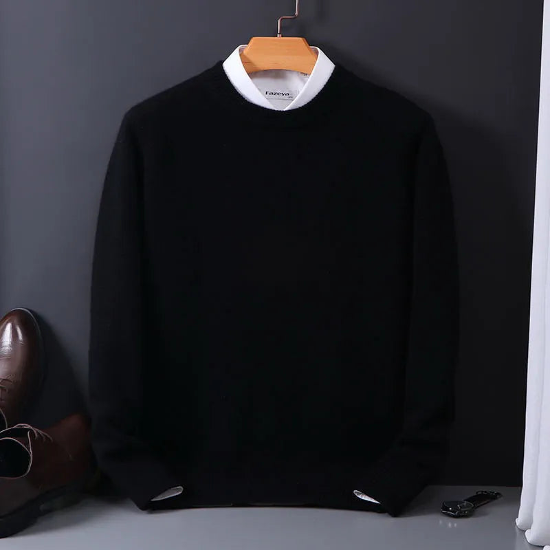Pullover aus Kaschmirwolle mit Rundhals für Herren in Schwarz