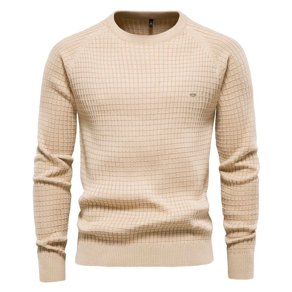 Pullover mit Rasterstruktur und Rundhals für Herren in Beige - Ansicht 4