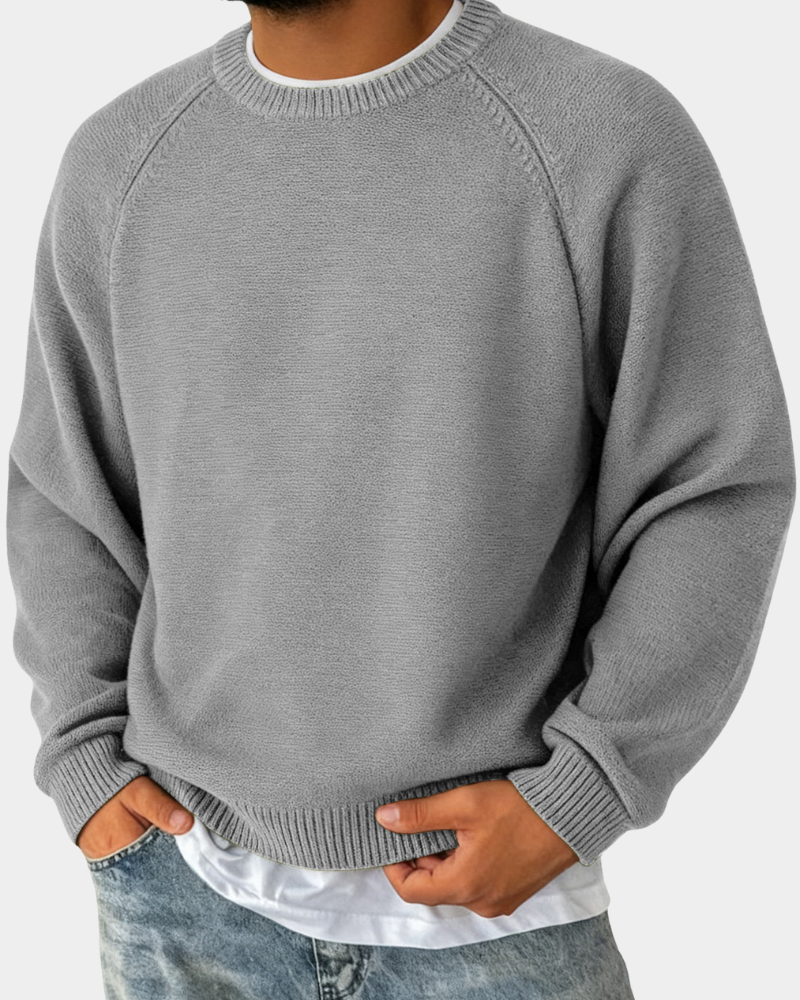 Pullover mit Rundhalsausschnitt und lockerer Form für Herren in Grau