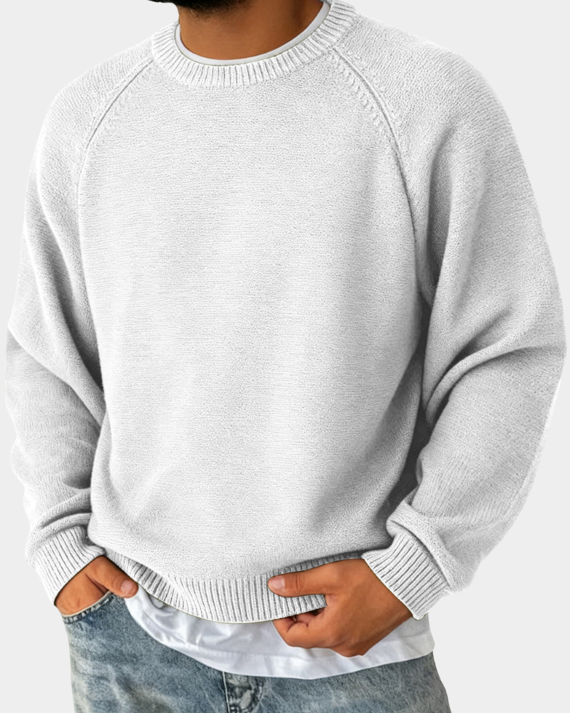 Pullover mit Rundhalsausschnitt und lockerer Form für Herren in Weiß - Ansicht 4