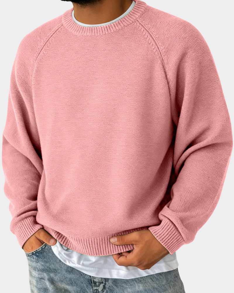 Pullover mit Rundhalsausschnitt und lockerer Form für Herren in Rosa - Ansicht 8