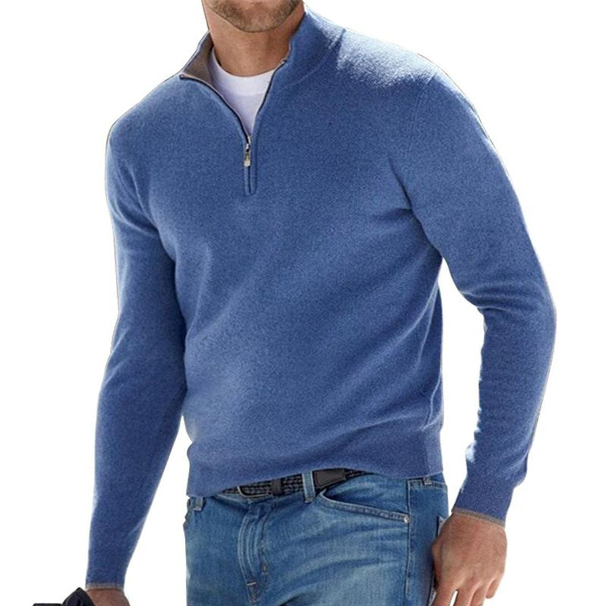 Pullover Herren mit Reißverschluss und Rippenbündchen Regular Fit