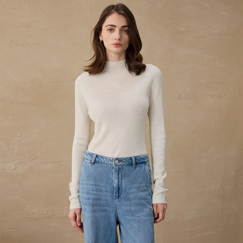 Pullover mit Feinstrick und halbhohem Kragen für Damen