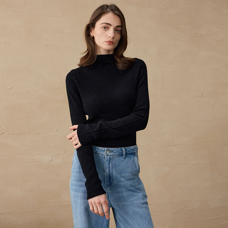 Pullover mit Feinstrick und halbhohem Kragen für Damen