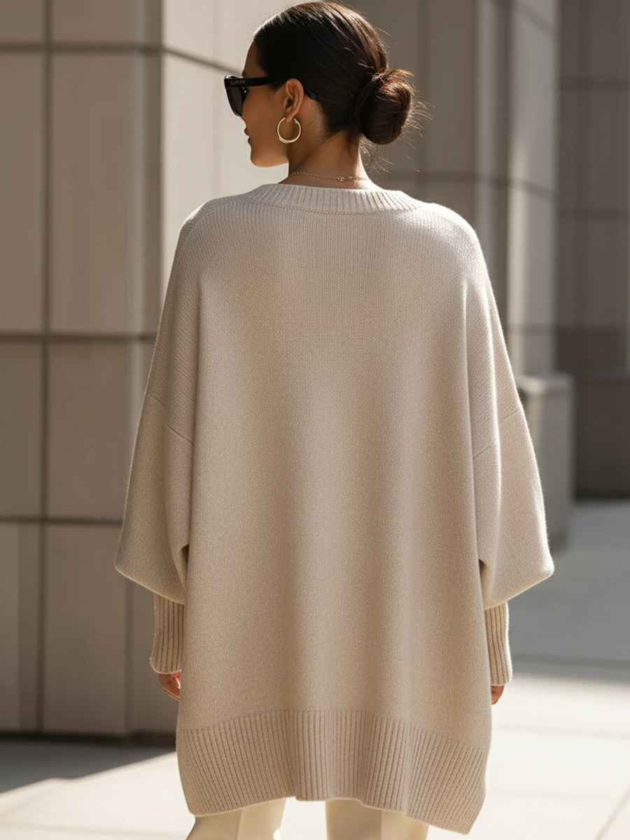 Pullover mit Rundhals und asymmetrischem Saum für Damen