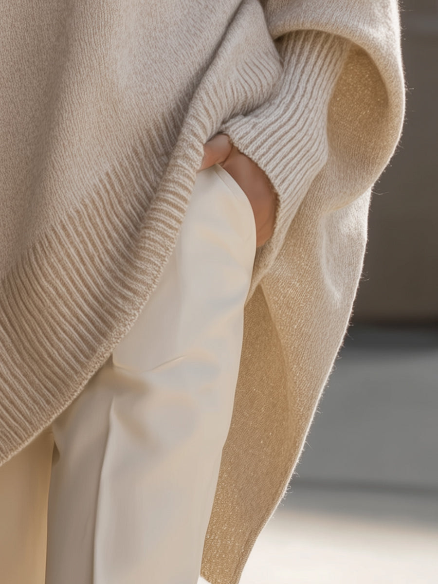 Pullover mit Rundhals und asymmetrischem Saum für Damen