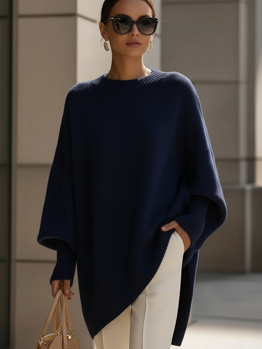 Pullover mit Rundhals und asymmetrischem Saum für Damen