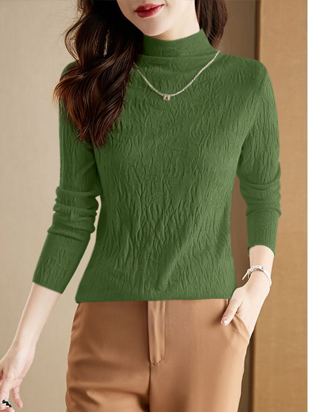 Pullover mit Struktur und halbhohem Kragen für Damen