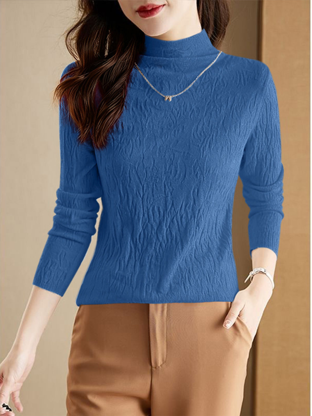 Pullover mit Struktur und halbhohem Kragen für Damen