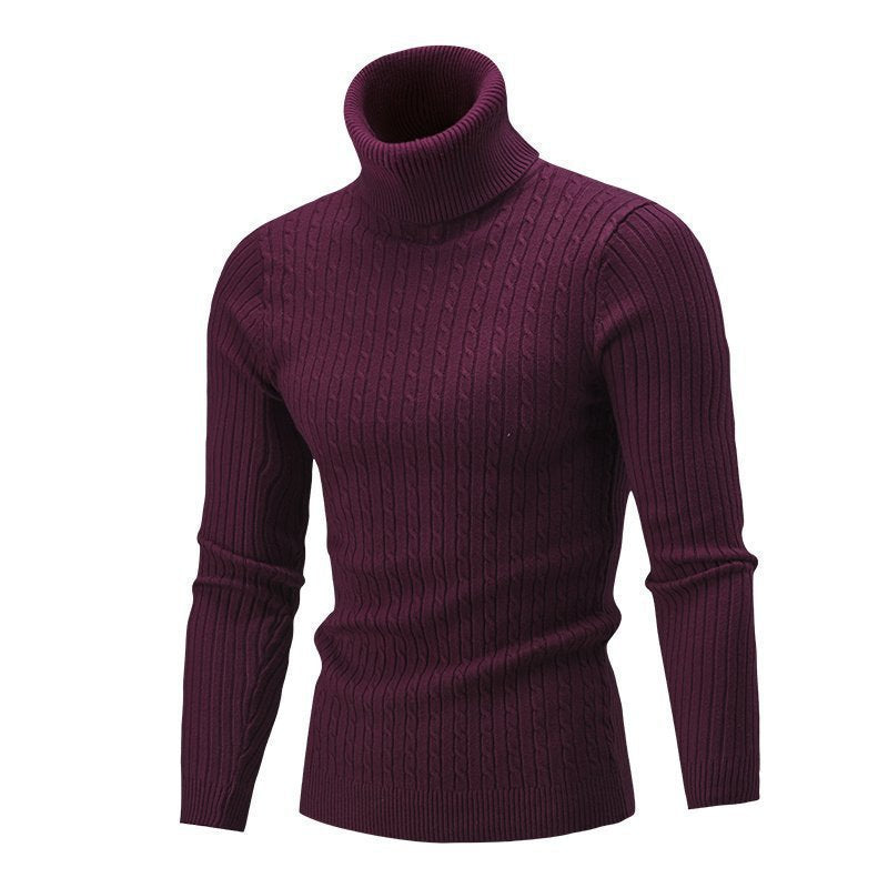 Pullover mit Zopfmuster und Rollkragen für Herren