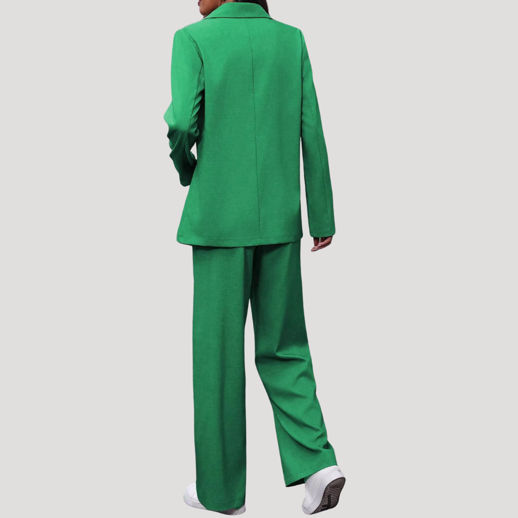 Hosenanzug Damen Zweireihig Tailliert mit Wide Leg Hose