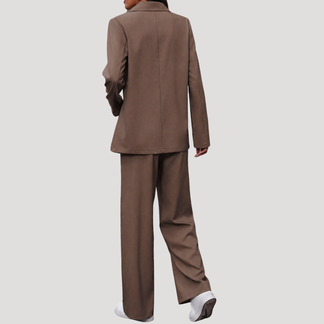 Hosenanzug Damen Zweireihig Tailliert mit Wide Leg Hose