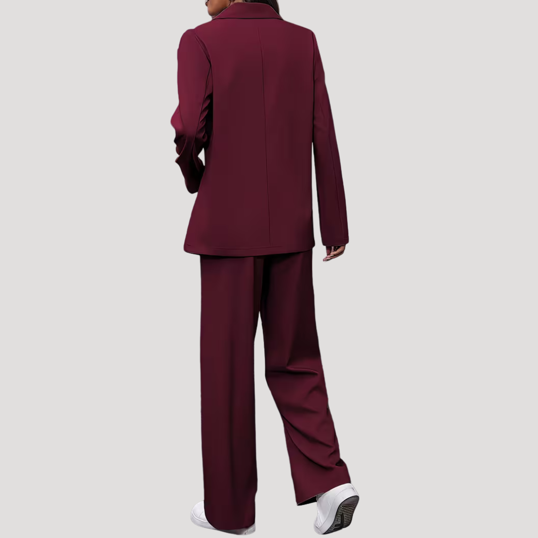 Hosenanzug Damen Zweireihig Tailliert mit Wide Leg Hose