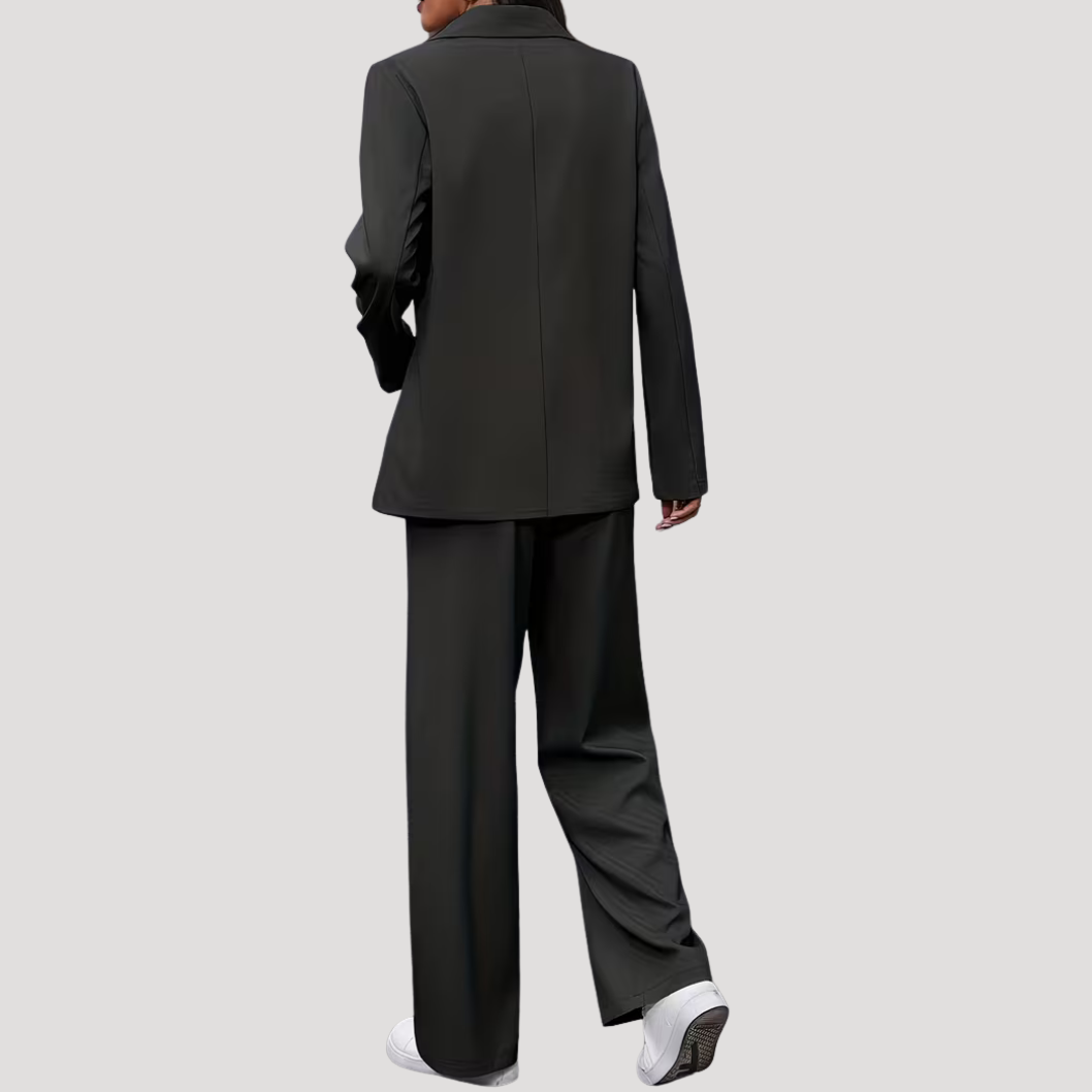 Hosenanzug Damen Zweireihig Tailliert mit Wide Leg Hose