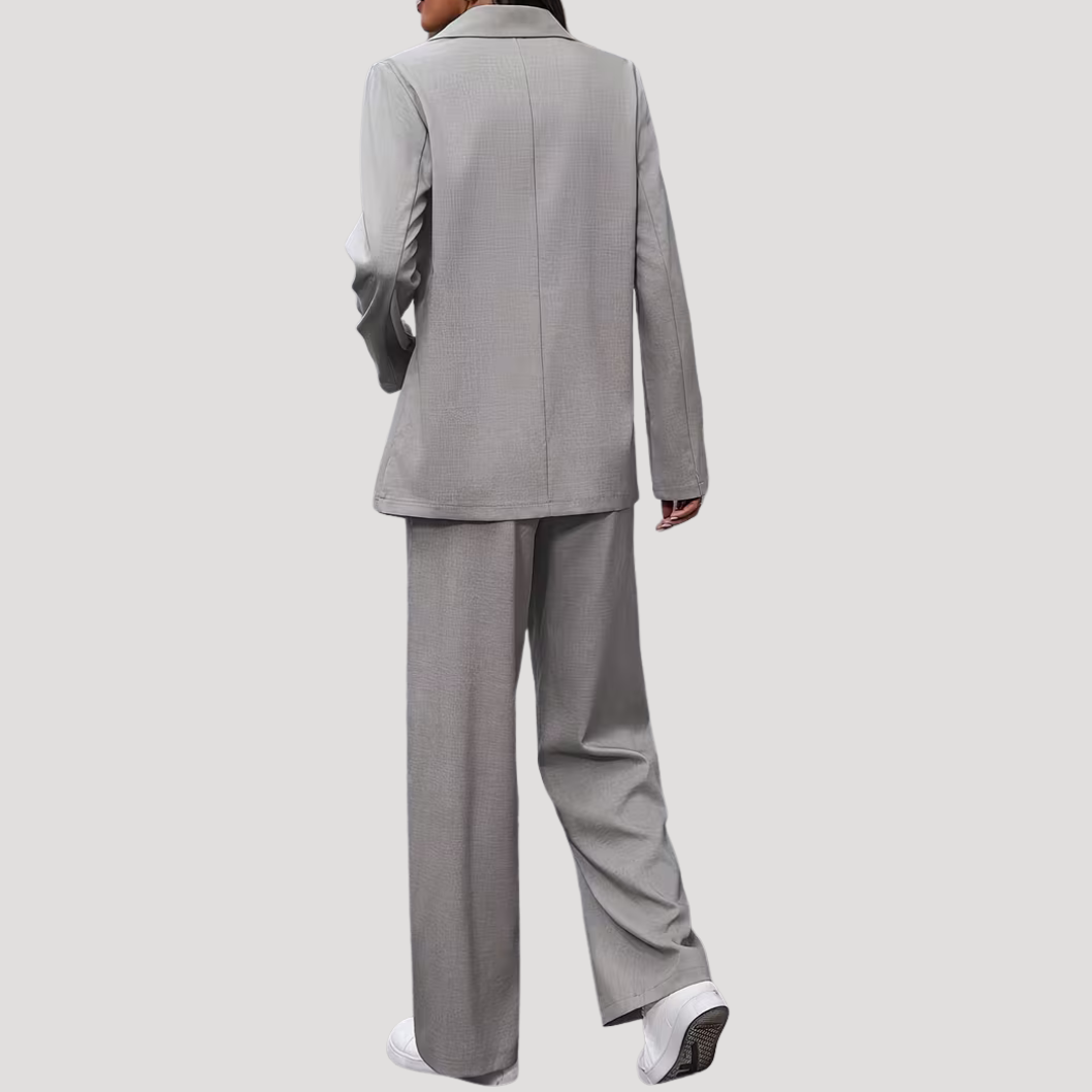 Hosenanzug Damen Zweireihig Tailliert mit Wide Leg Hose