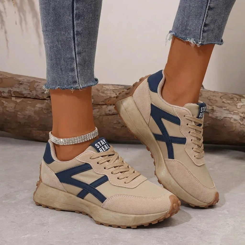 Sneaker mit Kontrasteinsätzen und Schnürung für Damen